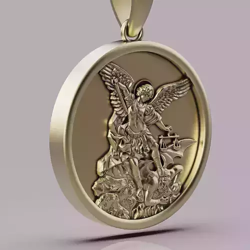 Saint Michele pendant silver gold printable jewelry 3D model