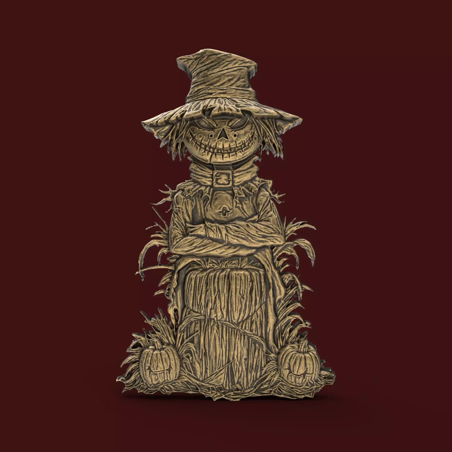 horror crowman with pumpkin 3D print model
