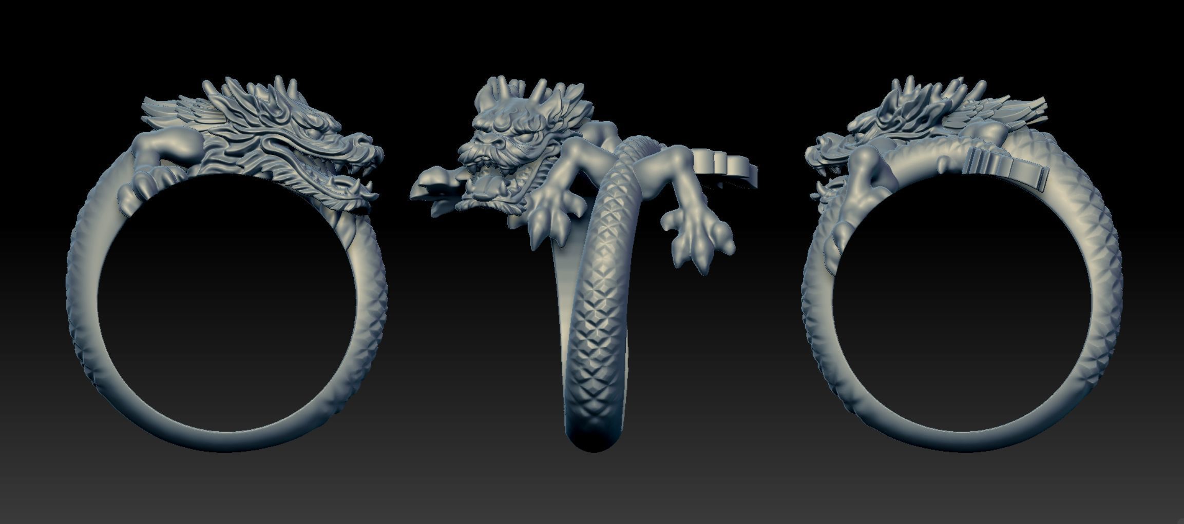 Dragon sculpture 3DM STL OBJ model for 3D printing and CNC 3D print model_8