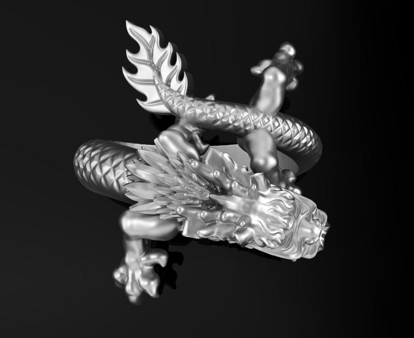 Dragon sculpture 3DM STL OBJ model for 3D printing and CNC 3D print model_3