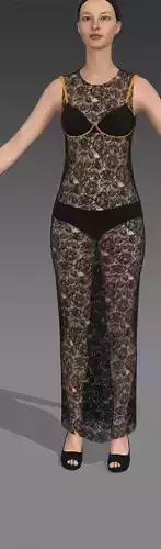 Dress lace look and bra and bottom Low-poly 3D model
