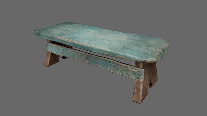 Old Traditional Wooden Stool Low-poly 3D model