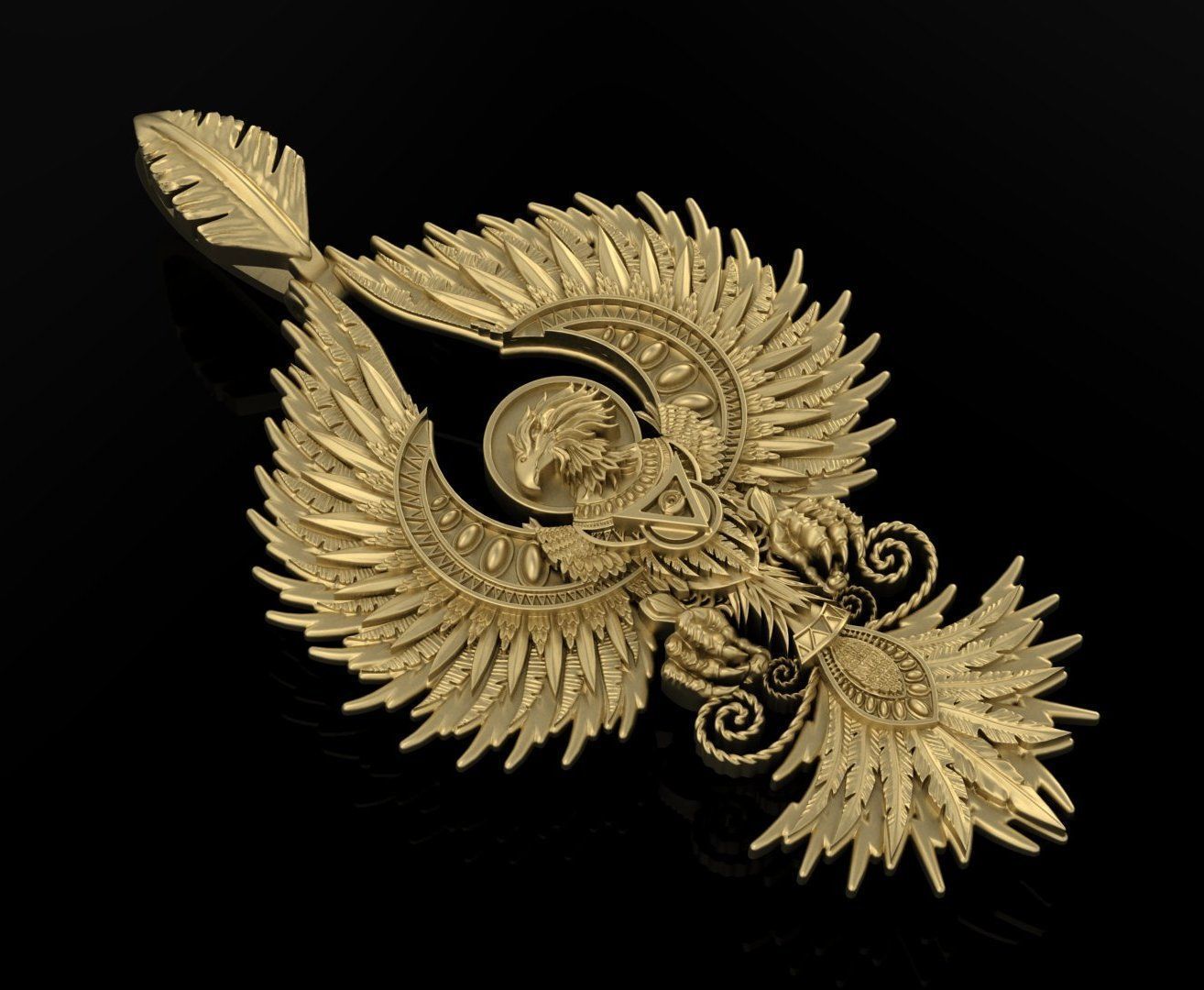 Phoenix sculpture 3DM STL OBJ model for 3D printing and CNC 3D print model_1