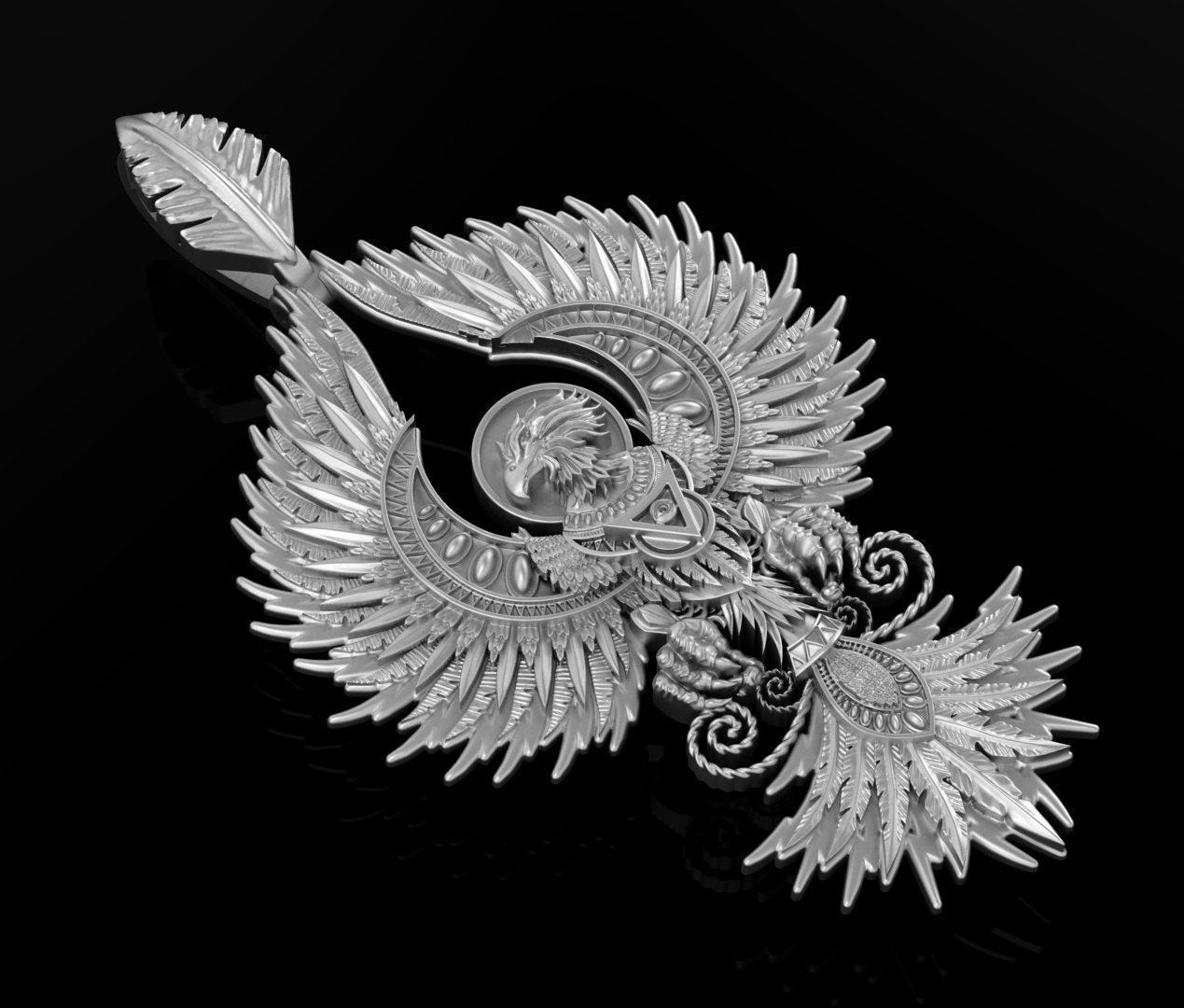 Phoenix sculpture 3DM STL OBJ model for 3D printing and CNC 3D print model_3