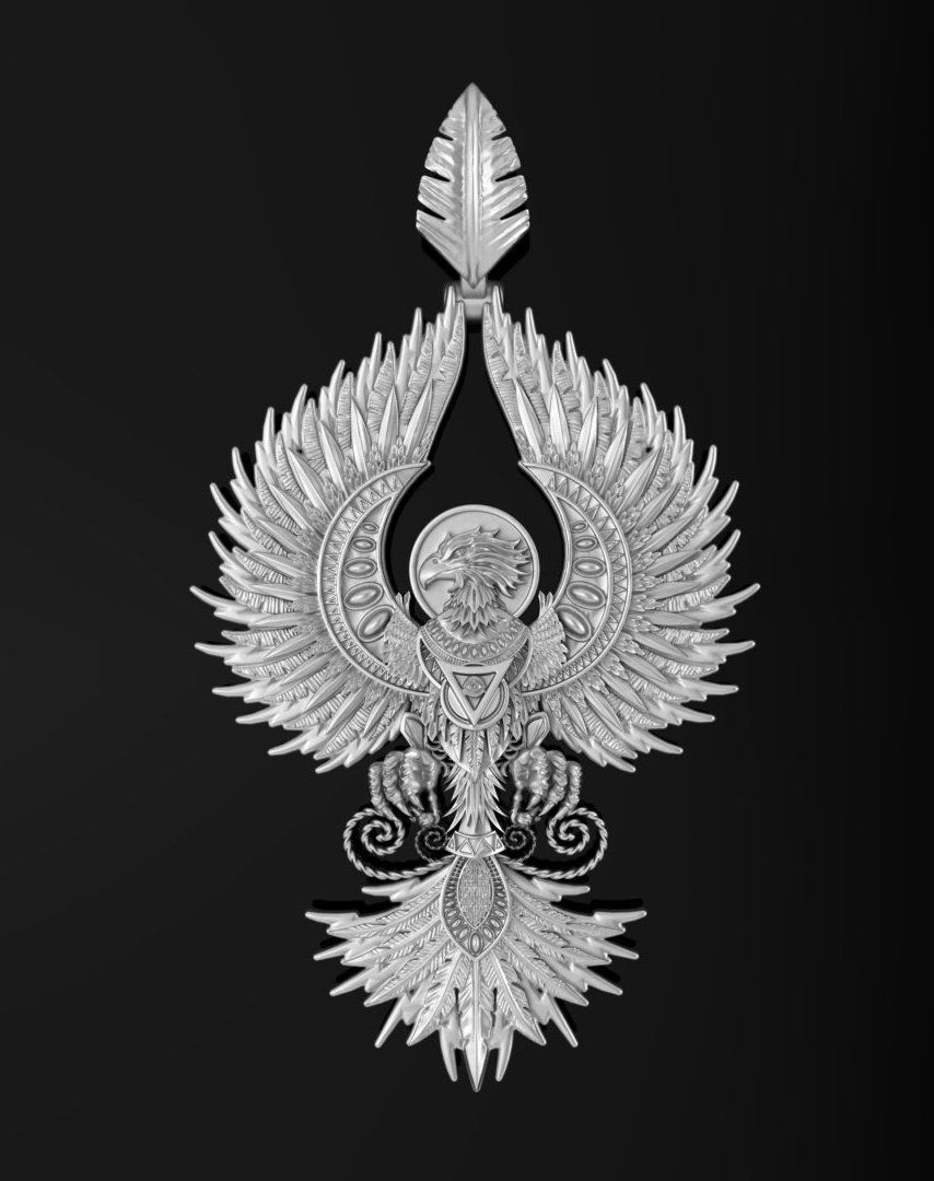 Phoenix sculpture 3DM STL OBJ model for 3D printing and CNC 3D print model_2