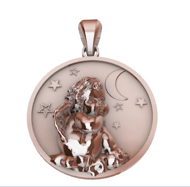 Vintage Cherub Baby Angel Heaven Wings Necklace Jewelry Gift 3D print model_1