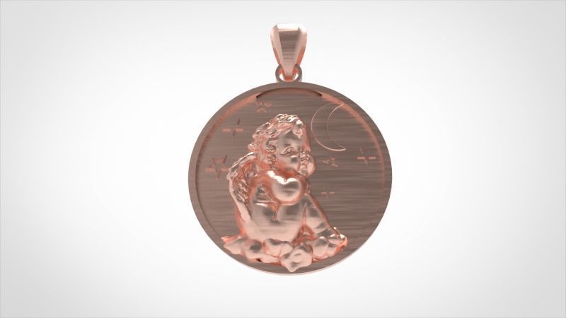 Vintage Cherub Baby Angel Heaven Wings Necklace Jewelry Gift 3D print model_13