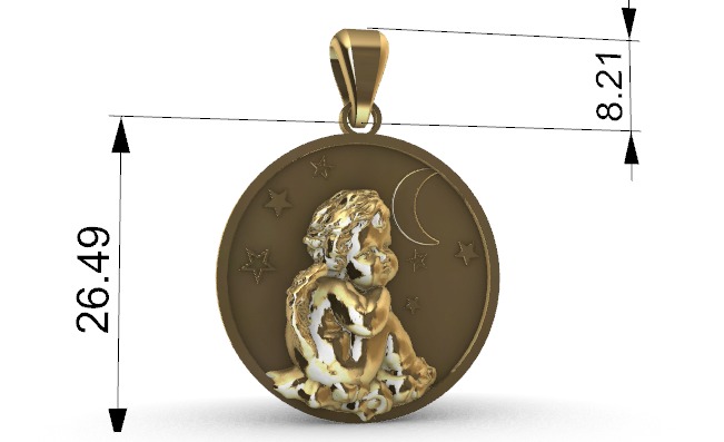 Vintage Cherub Baby Angel Heaven Wings Necklace Jewelry Gift 3D print model_3