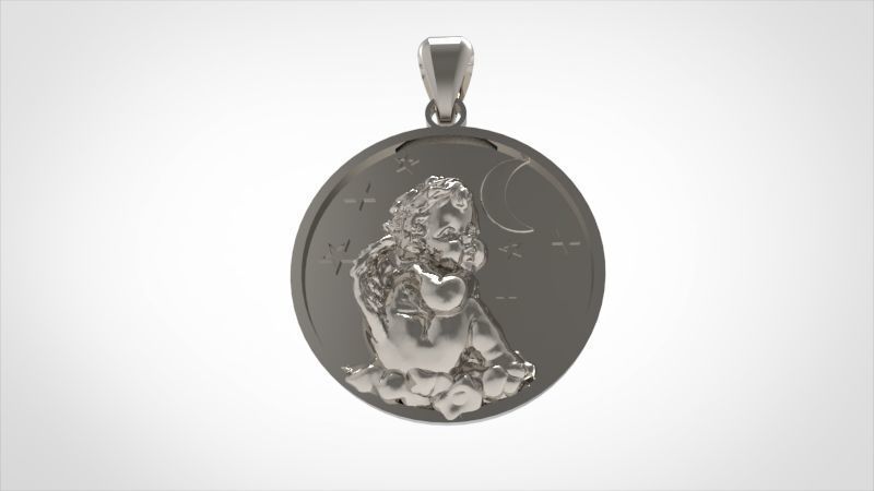 Vintage Cherub Baby Angel Heaven Wings Necklace Jewelry Gift 3D print model_9