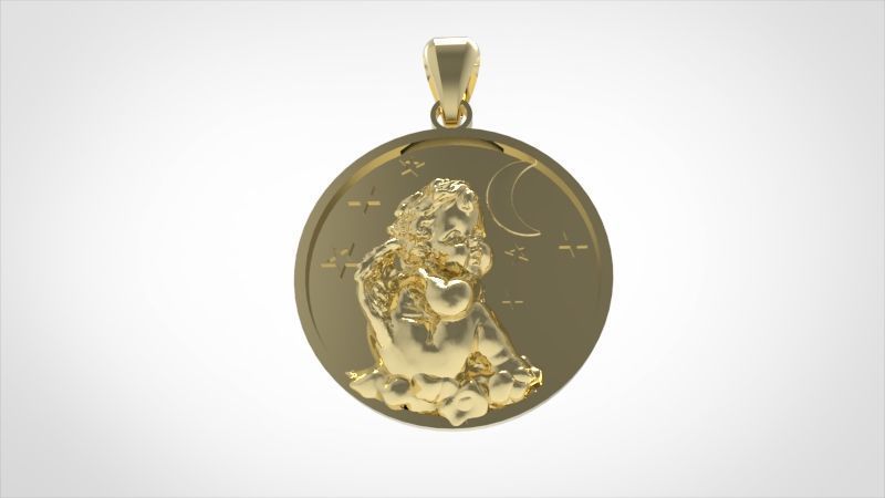 Vintage Cherub Baby Angel Heaven Wings Necklace Jewelry Gift 3D print model_8