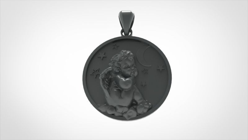 Vintage Cherub Baby Angel Heaven Wings Necklace Jewelry Gift 3D print model_15