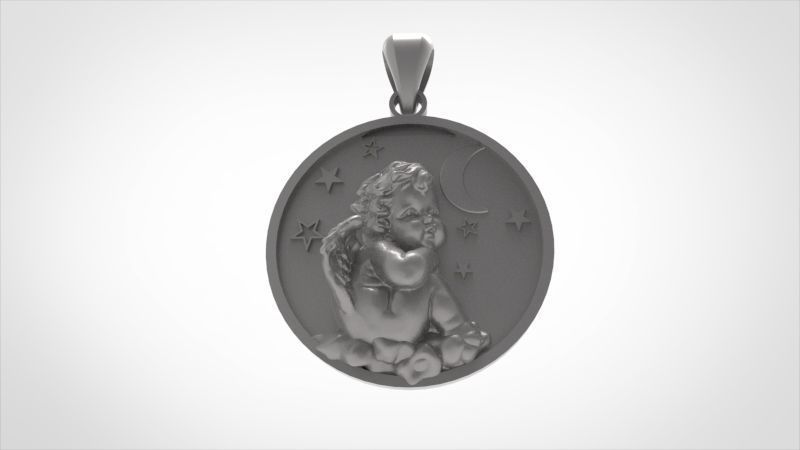 Vintage Cherub Baby Angel Heaven Wings Necklace Jewelry Gift 3D print model_17