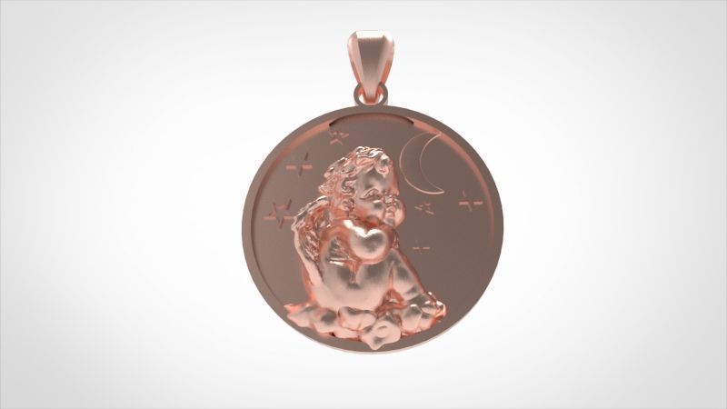 Vintage Cherub Baby Angel Heaven Wings Necklace Jewelry Gift 3D print model_14