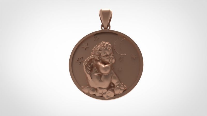 Vintage Cherub Baby Angel Heaven Wings Necklace Jewelry Gift 3D print model_5