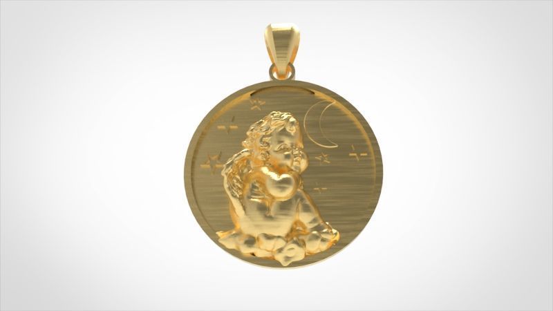 Vintage Cherub Baby Angel Heaven Wings Necklace Jewelry Gift 3D print model_12