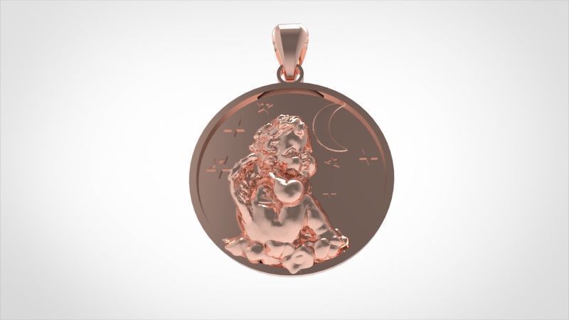 Vintage Cherub Baby Angel Heaven Wings Necklace Jewelry Gift 3D print model_6