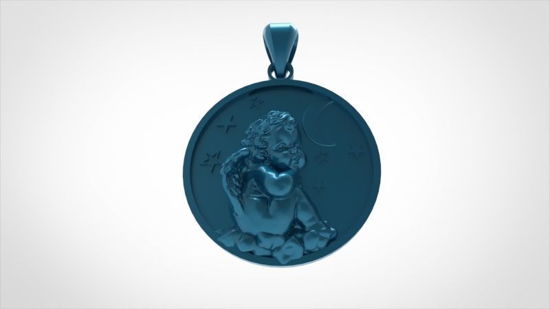 Vintage Cherub Baby Angel Heaven Wings Necklace Jewelry Gift 3D print model_16