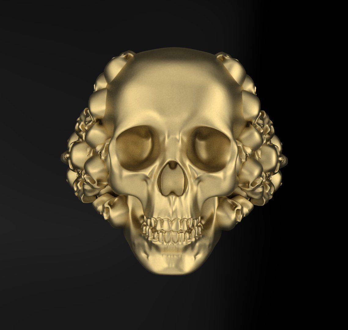 Skull ring 3DM STL OBJ model for 3D printing and CNC 3D print model_2