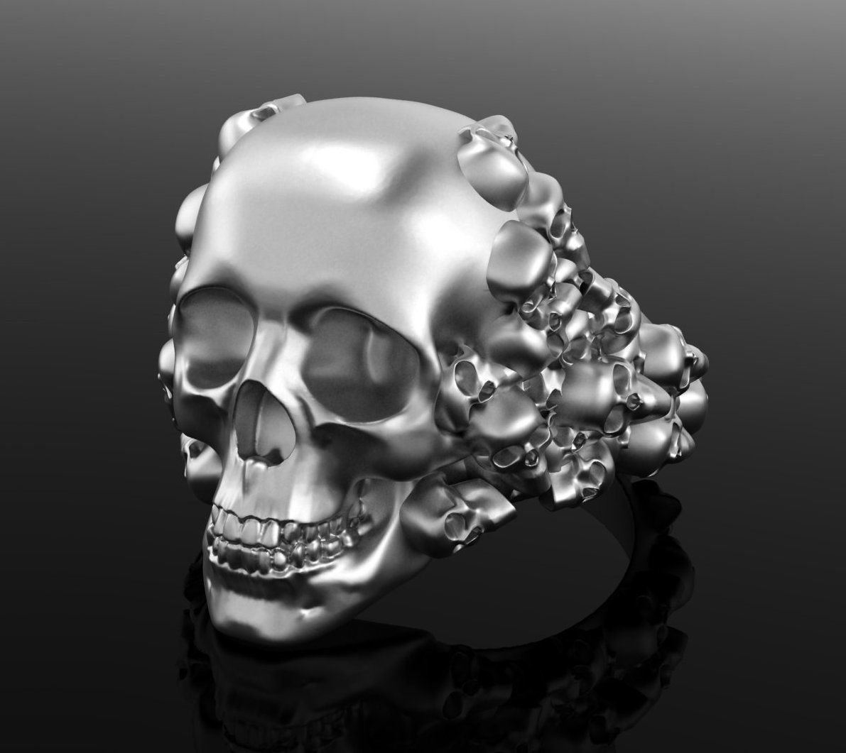 Skull ring 3DM STL OBJ model for 3D printing and CNC 3D print model_5