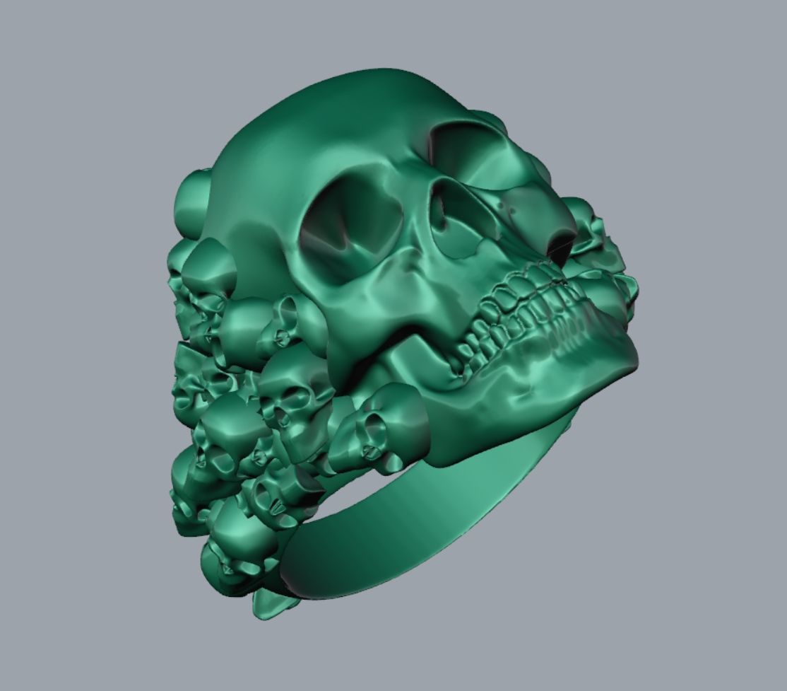 Skull ring 3DM STL OBJ model for 3D printing and CNC 3D print model_6