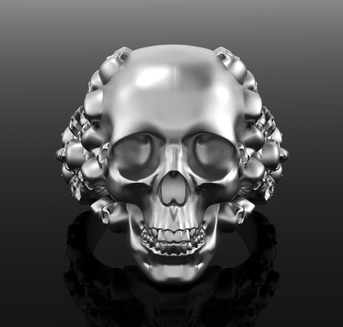 Skull ring 3DM STL OBJ model for 3D printing and CNC 3D print model_4