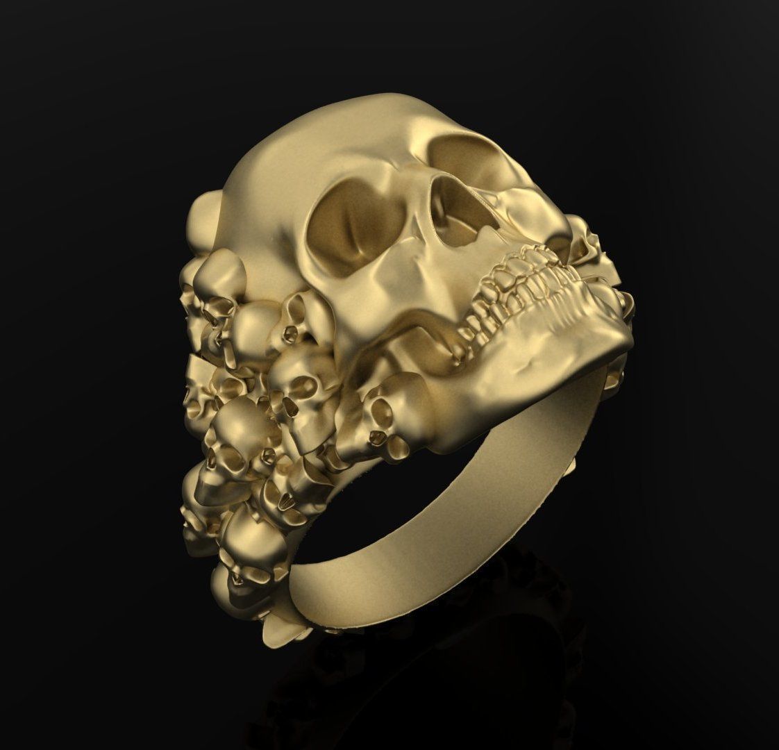 Skull ring 3DM STL OBJ model for 3D printing and CNC 3D print model_1