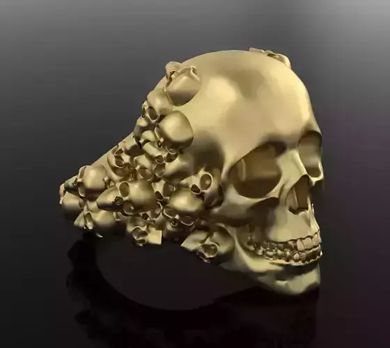 Skull ring 3DM STL OBJ model for 3D printing and CNC