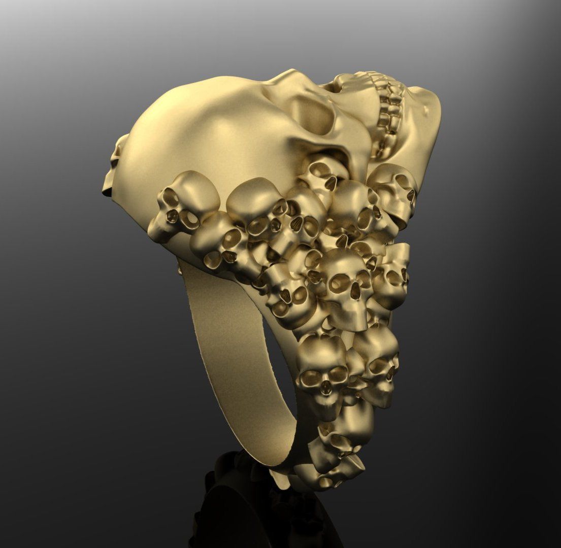 Skull ring 3DM STL OBJ model for 3D printing and CNC 3D print model_3