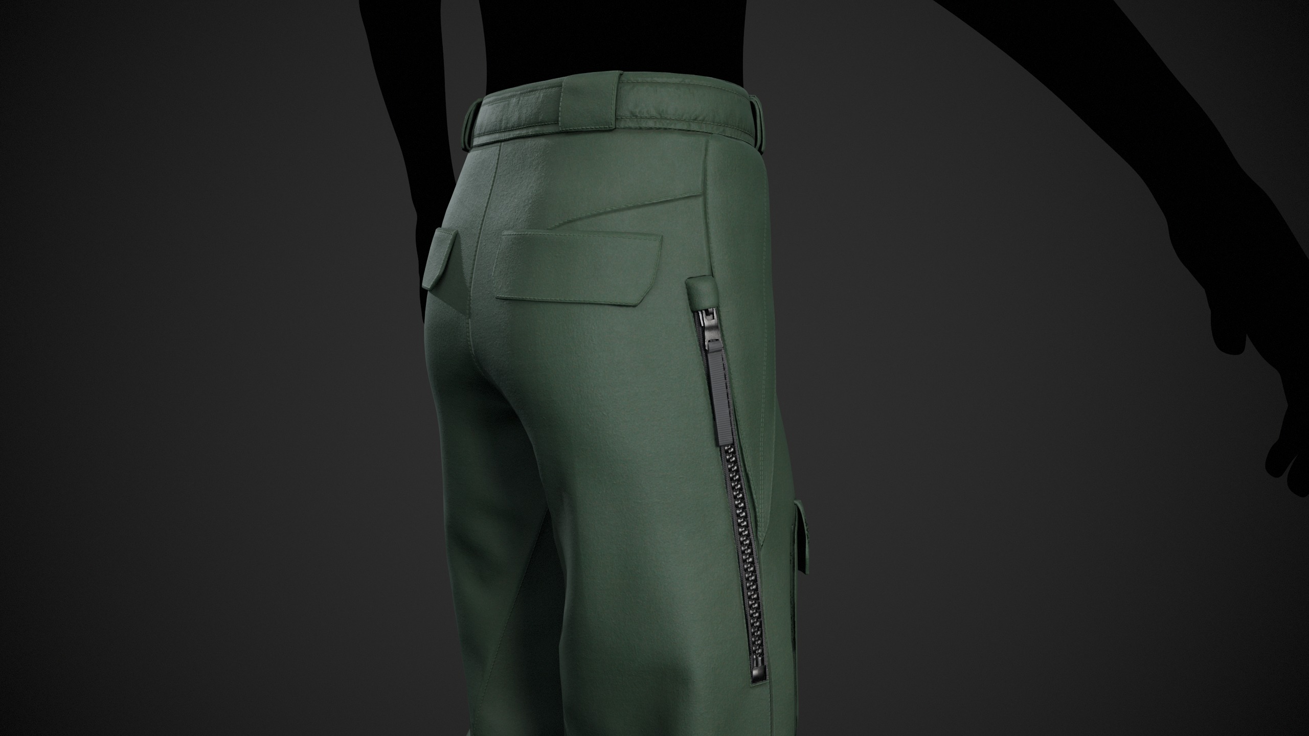 Green Snowboard Pants Style 3  Low-poly 3D model_8