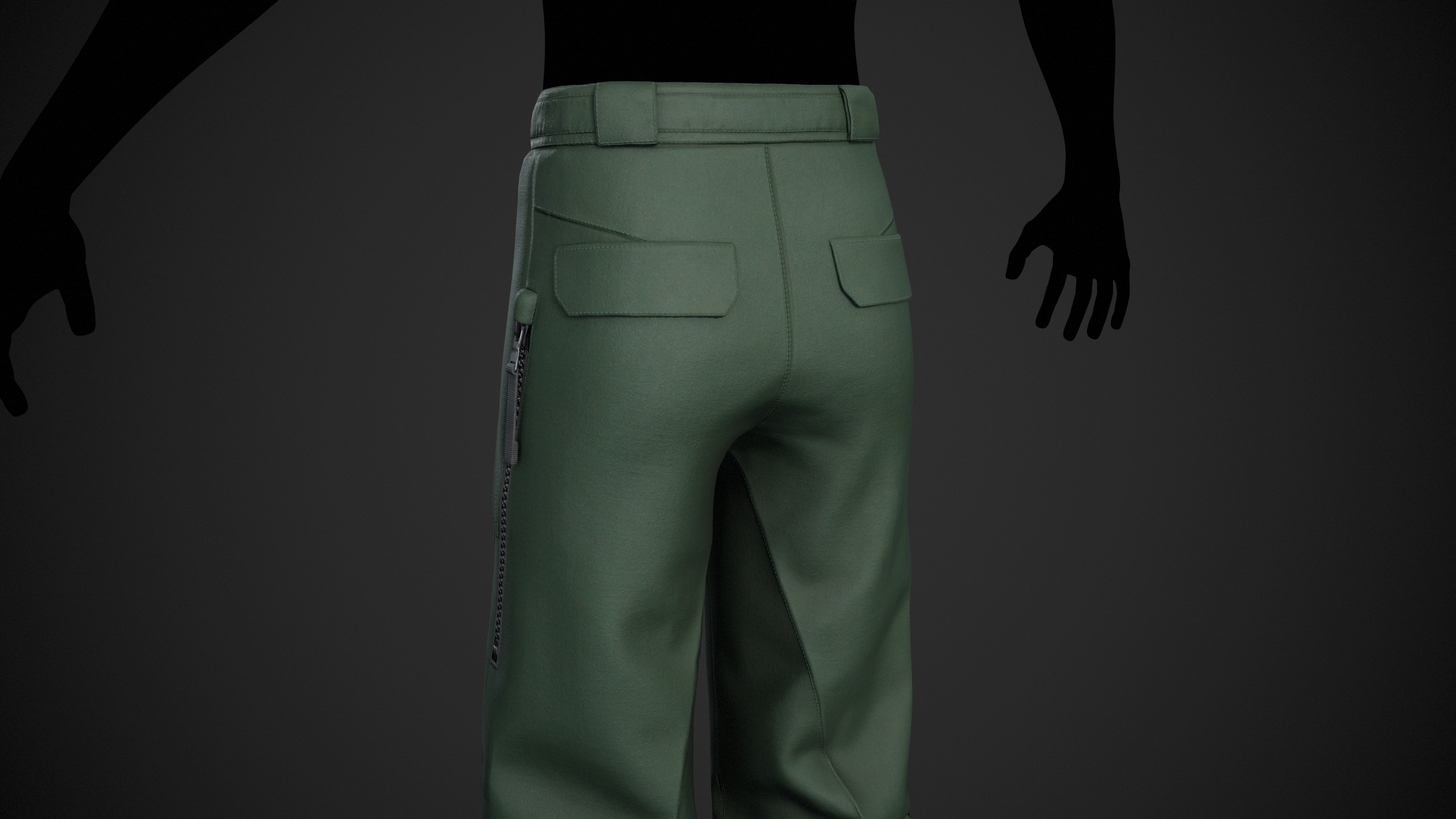 Green Snowboard Pants Style 3  Low-poly 3D model_4