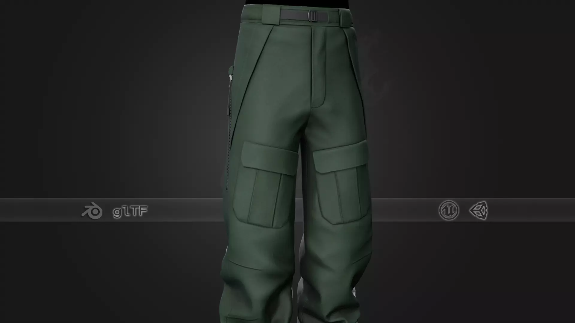 Green Snowboard Pants Style 3  Low-poly 3D model_0