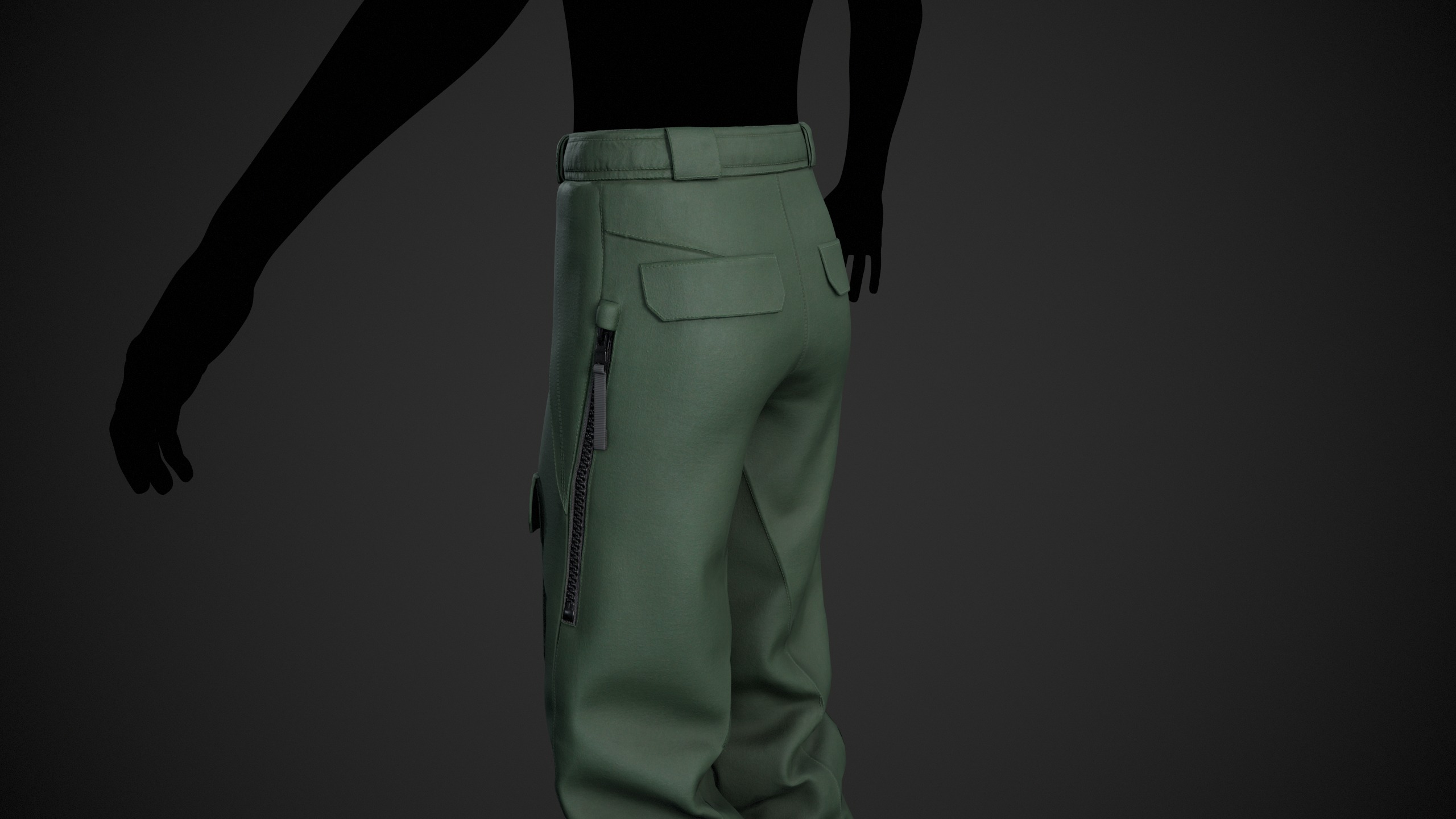 Green Snowboard Pants Style 3  Low-poly 3D model_9