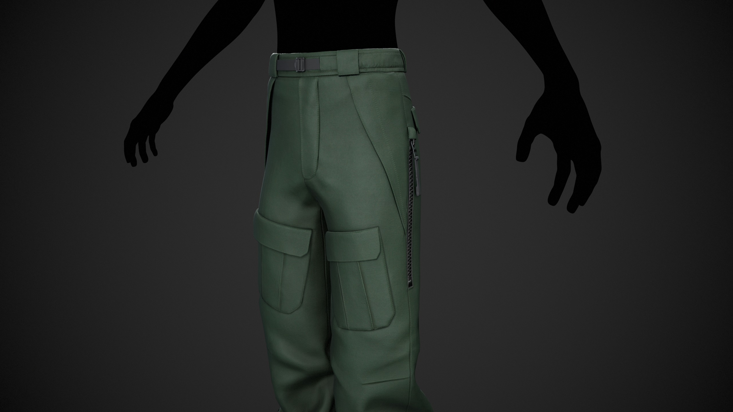 Green Snowboard Pants Style 3  Low-poly 3D model_5
