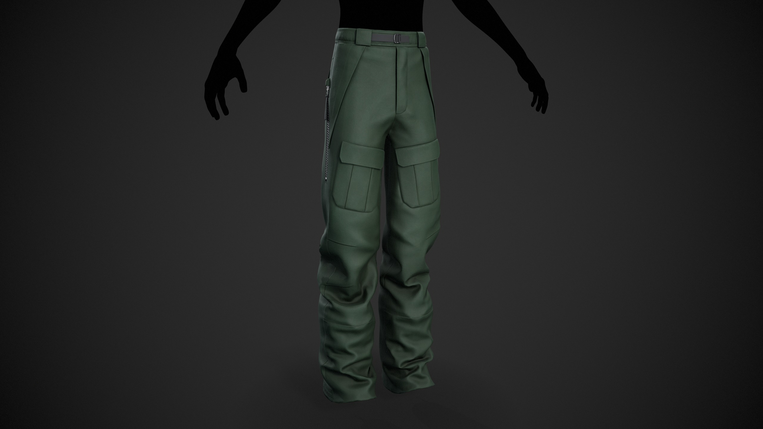 Green Snowboard Pants Style 3  Low-poly 3D model_2