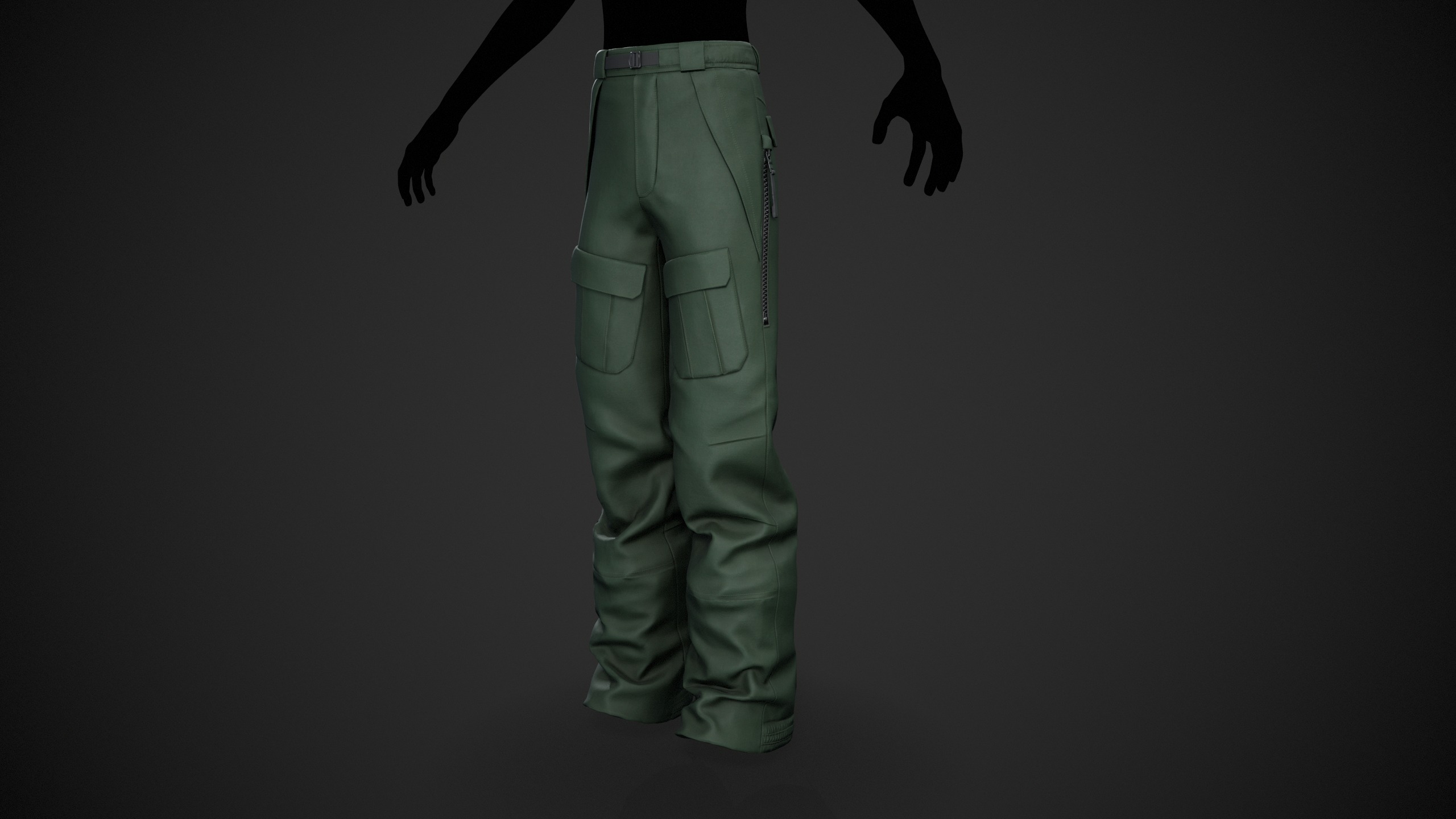 Green Snowboard Pants Style 3  Low-poly 3D model_1