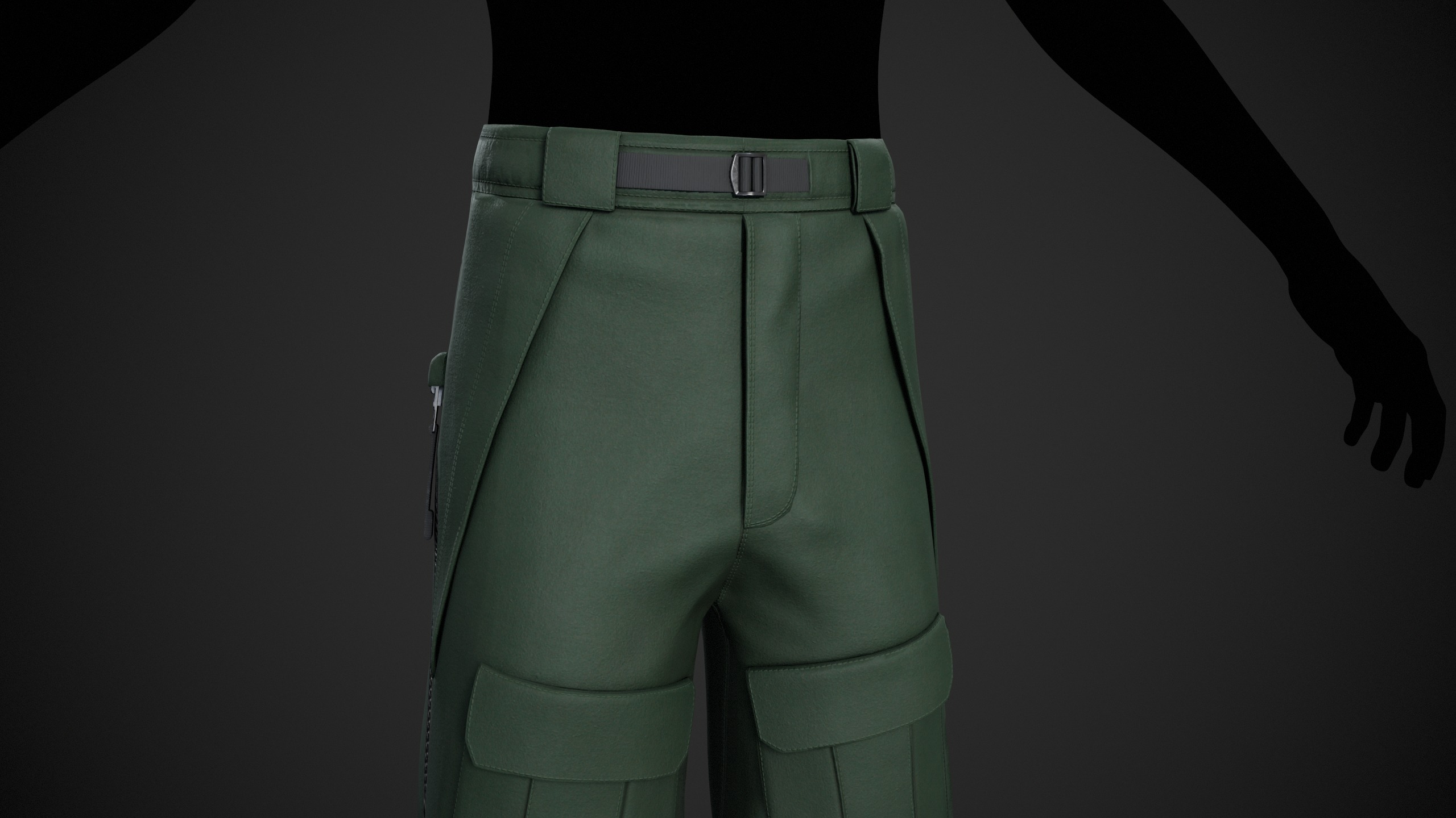 Green Snowboard Pants Style 3  Low-poly 3D model_6