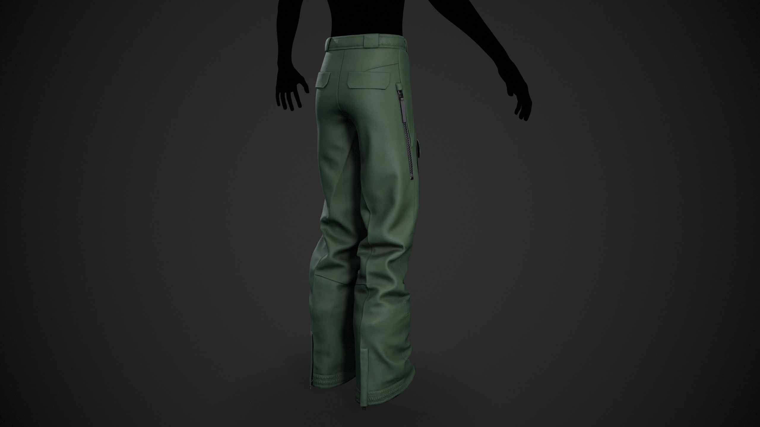 Green Snowboard Pants Style 3  Low-poly 3D model_3