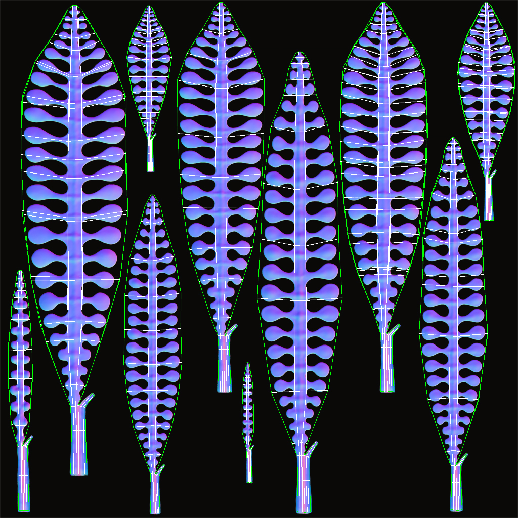 Alien Plant Fern Type 1 Low-poly 3D model_9