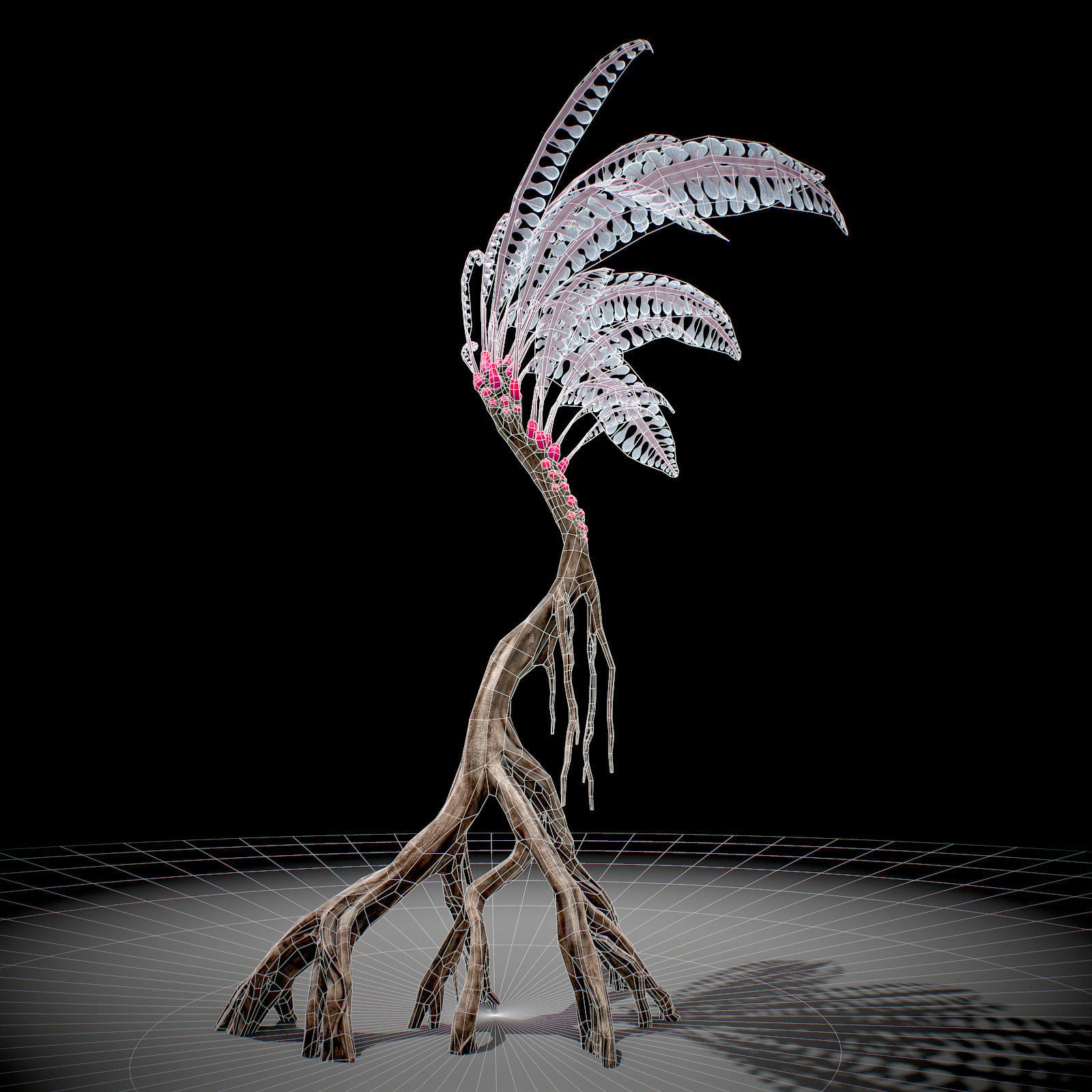 Alien Plant Fern Type 1 Low-poly 3D model_2
