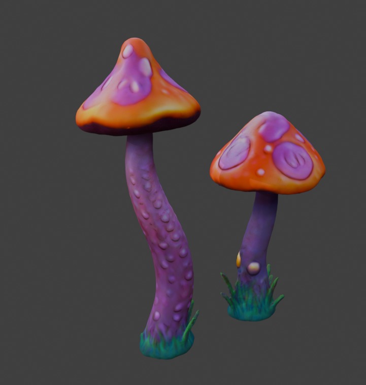 Fantasy Mushrooms 3D model_2