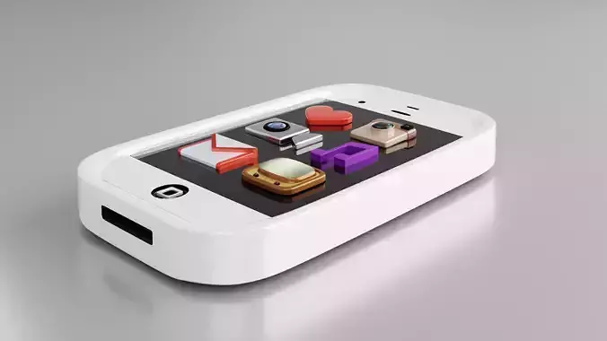 Cute White Vintage iPhone And Icons 3D model