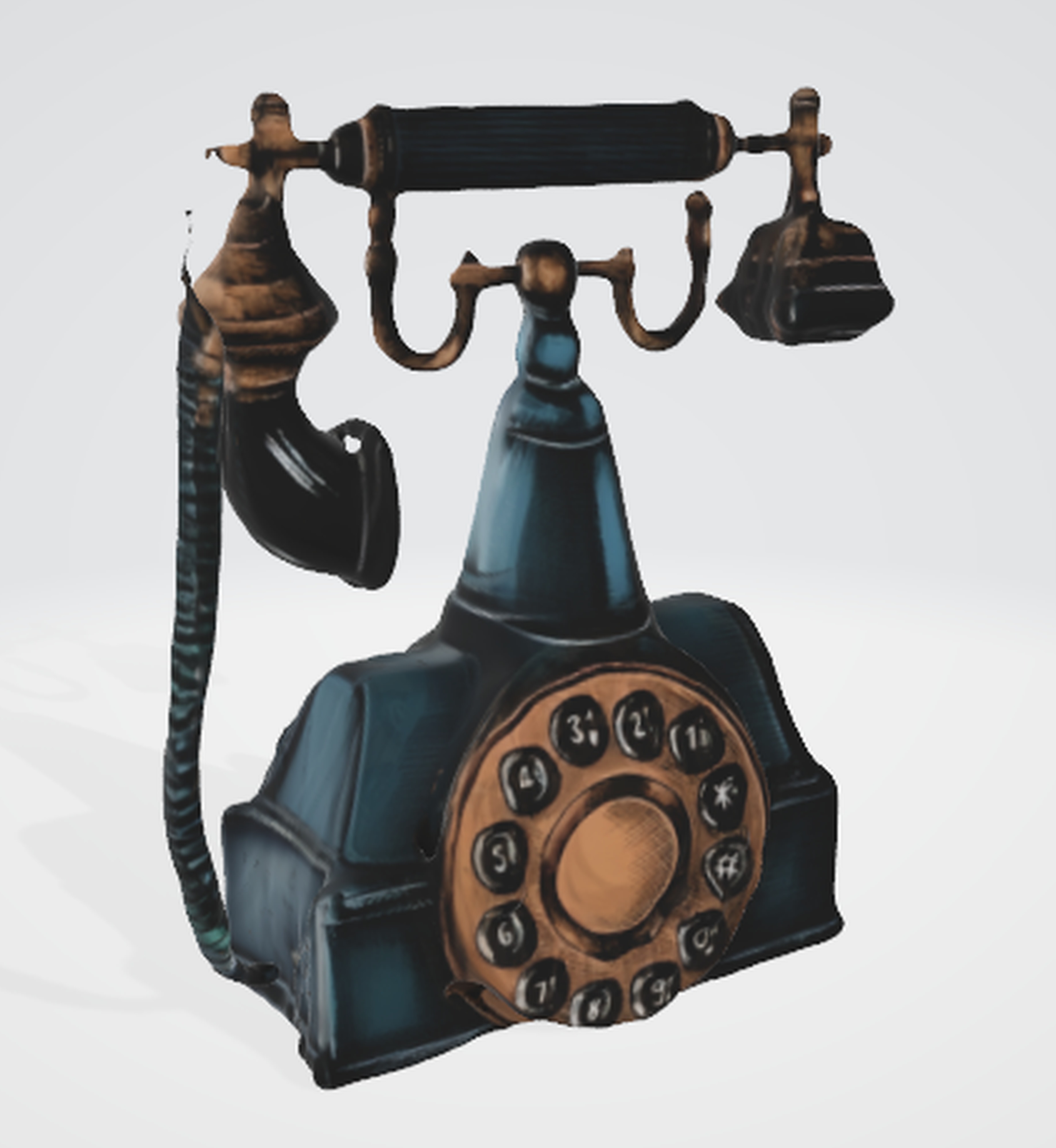 Antique Telephone Model 3D Asset 3D model_1