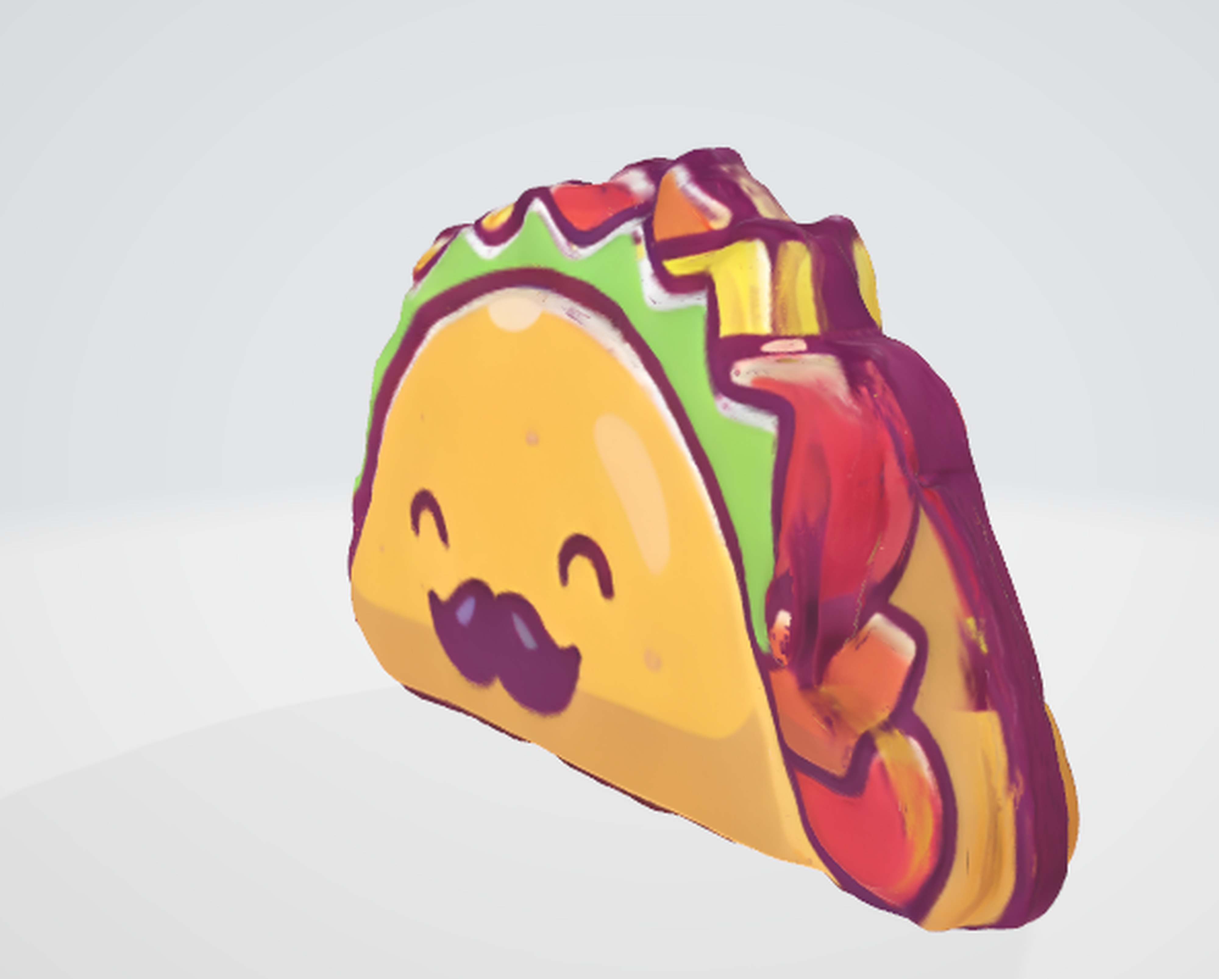 Smiling Taco Cartoon 3D Design 3D model_2