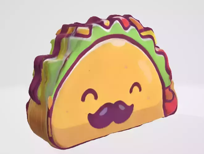 Smiling Taco Cartoon 3D Design 3D model