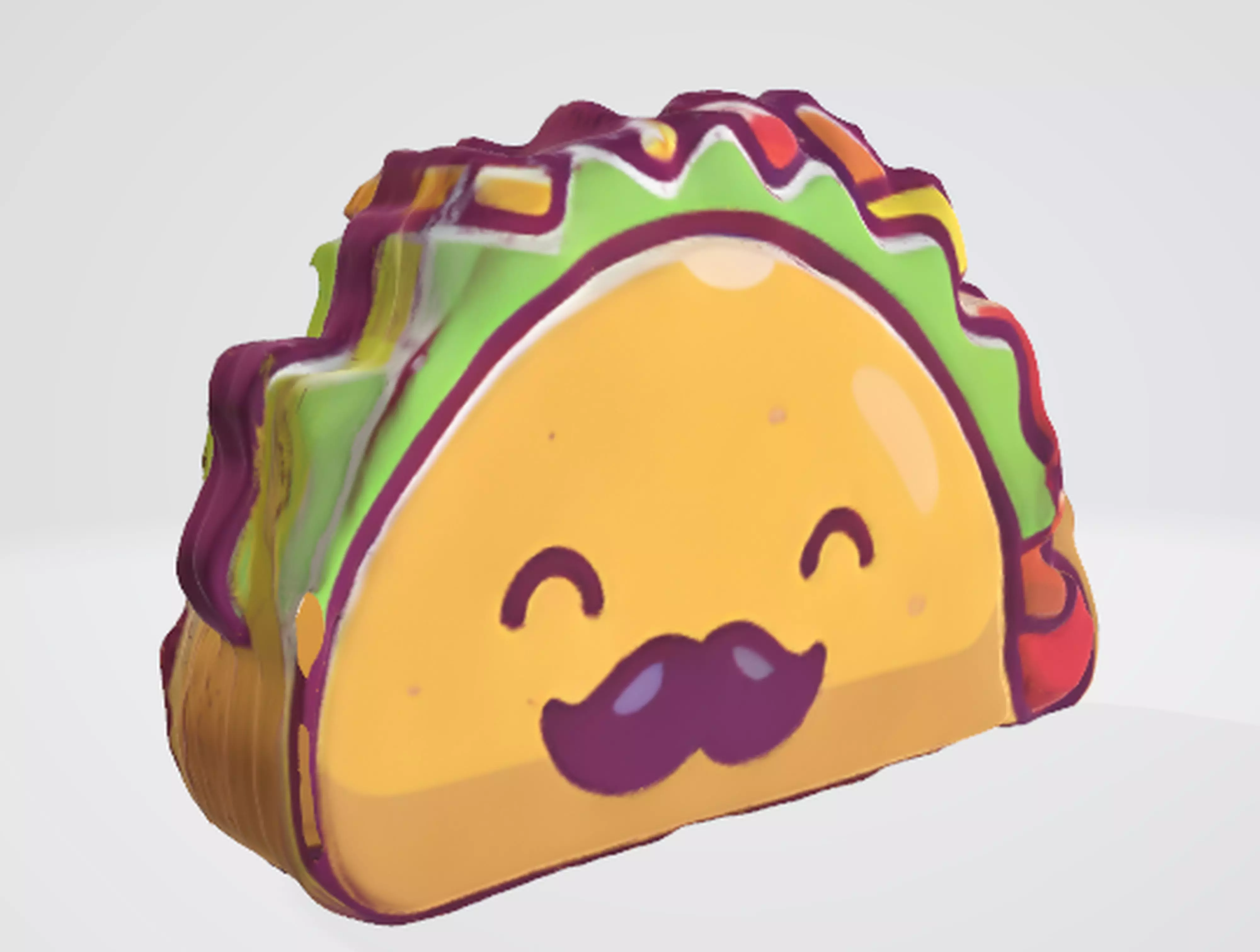 Smiling Taco Cartoon 3D Design 3D model_0