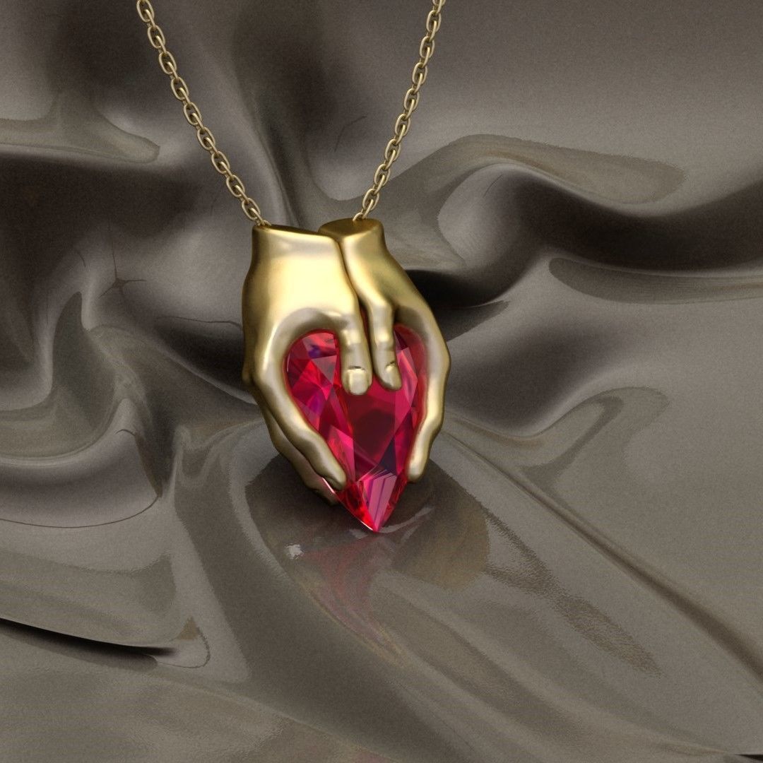 hand and heart 3D print model_1