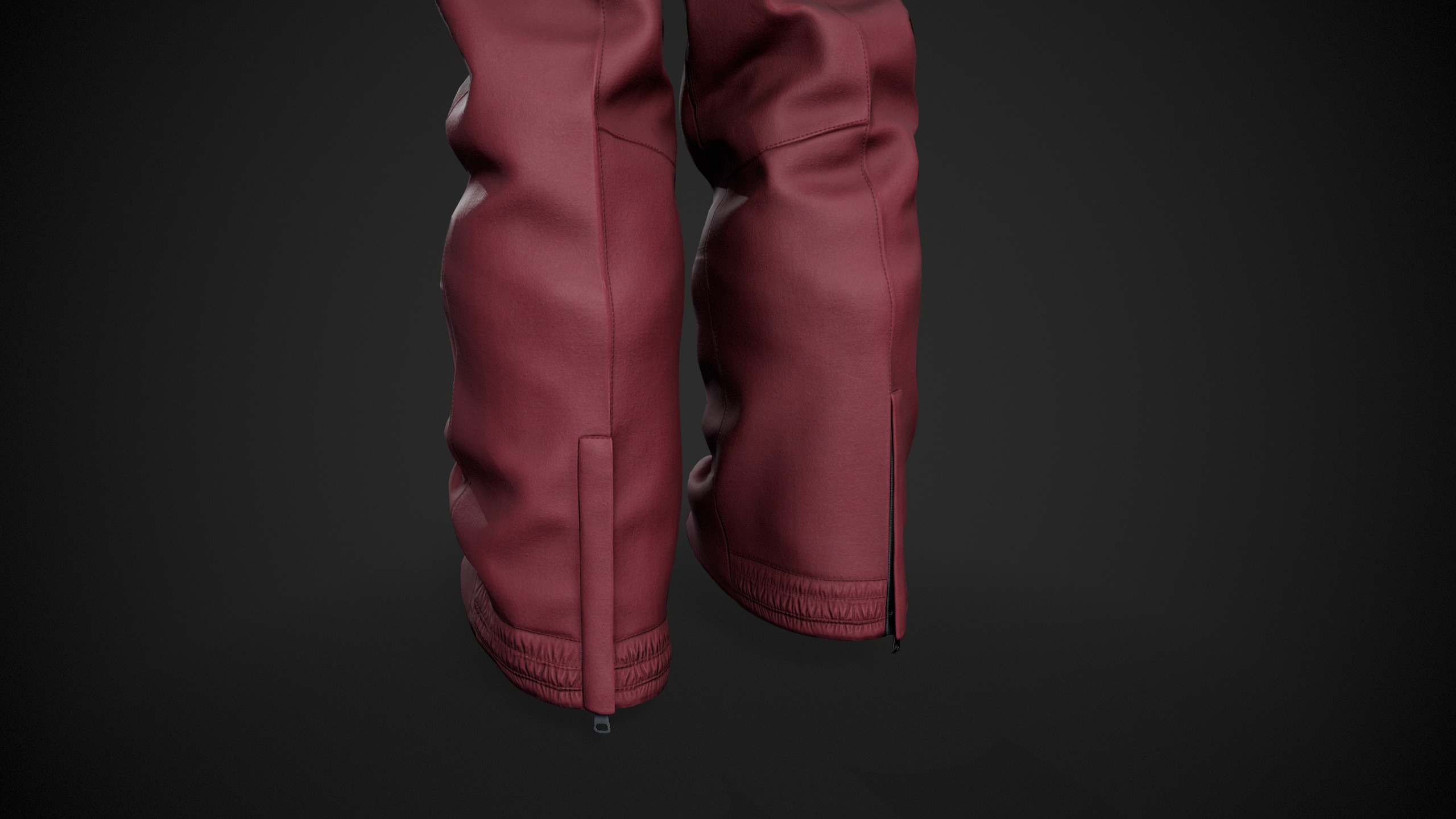 Red Snowboard Pants Style 3 Low-poly 3D model_9