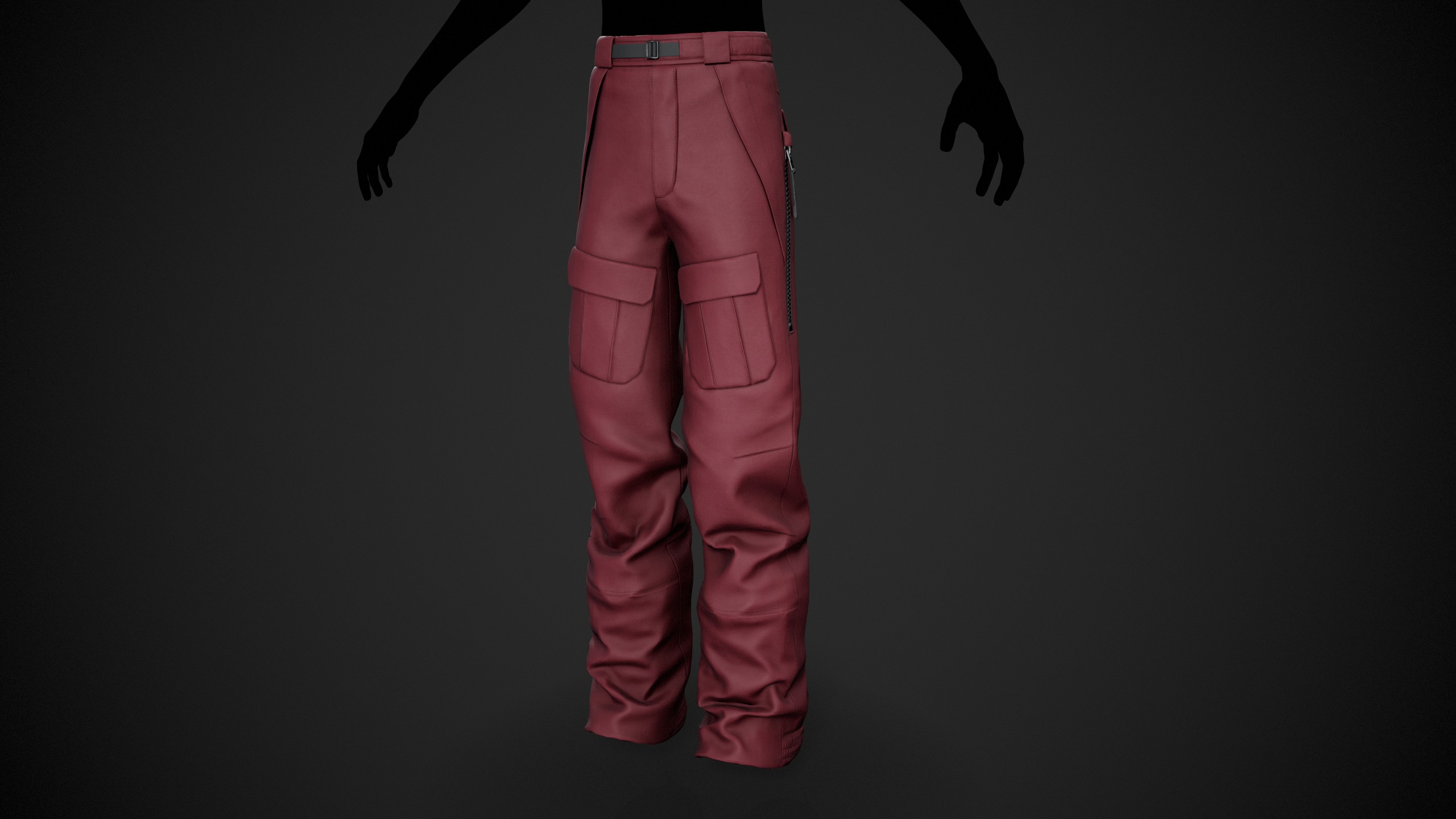 Red Snowboard Pants Style 3 Low-poly 3D model_1