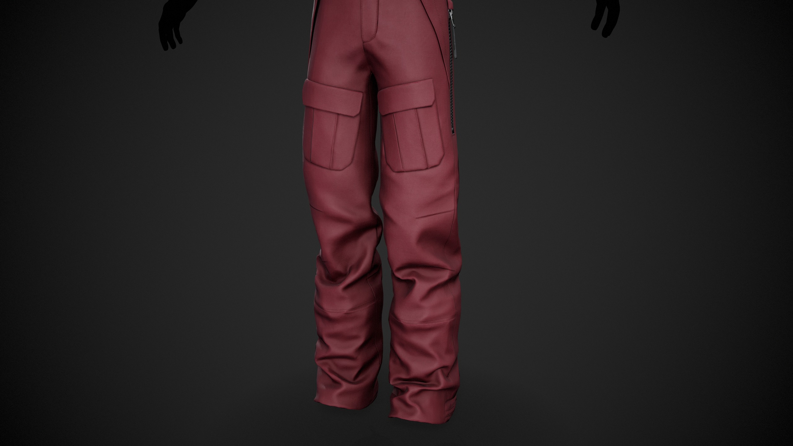Red Snowboard Pants Style 3 Low-poly 3D model_7