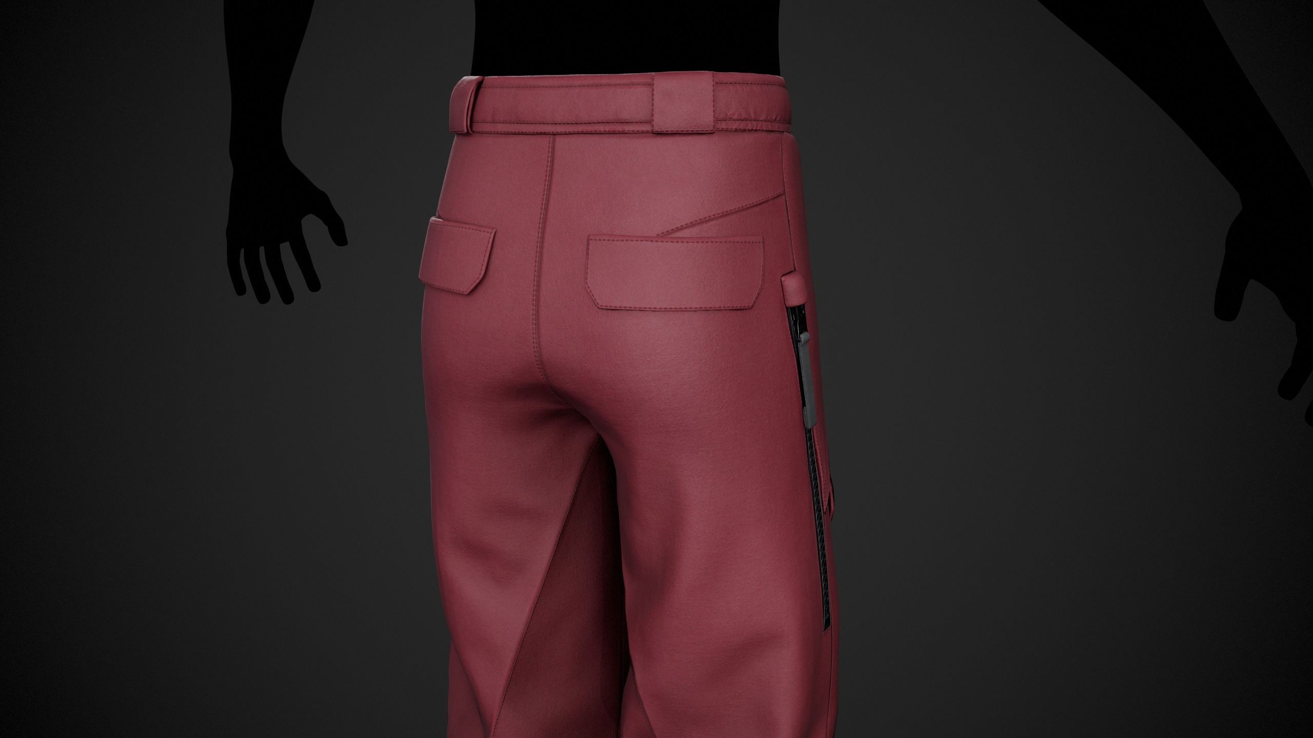 Red Snowboard Pants Style 3 Low-poly 3D model_4